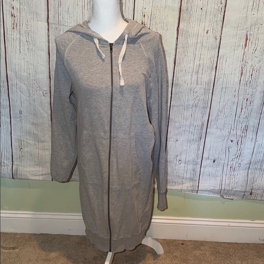 Gray Hooded Women's long sweatshirt
